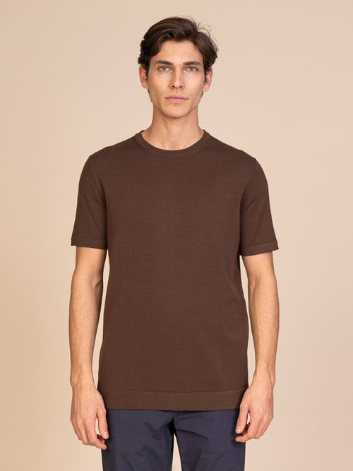 Maglia girocollo mezza manica|Colore:Cacao