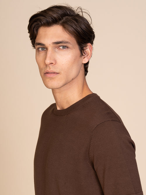 Maglia girocollo mezza manica|Colore:Cacao