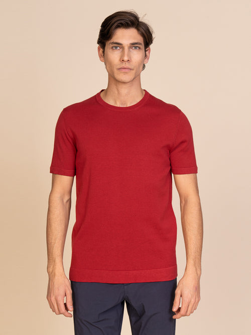 Maglia girocollo mezza manica|Colore:Ciliegia