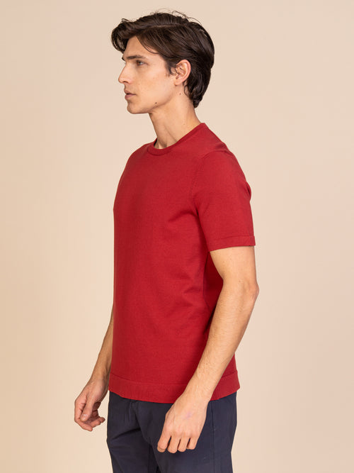 Maglia girocollo mezza manica|Colore:Ciliegia