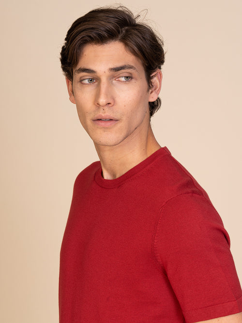 Maglia girocollo mezza manica|Colore:Ciliegia