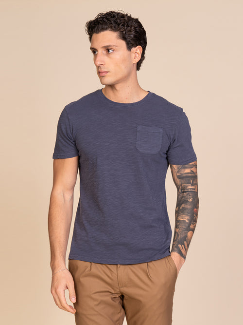 T-Shirt con taschino|Colore:Blu