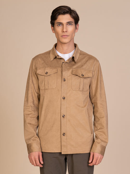 Overshirt effetto scamosciato|Colore:Beige