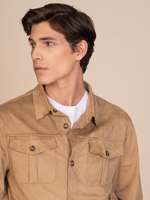 Overshirt effetto scamosciato|Colore:Beige