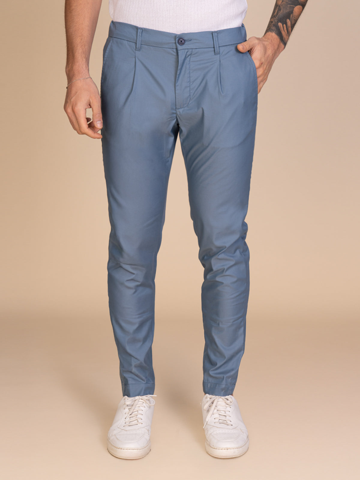 Pantaloni chino stretch|Colore:Azzurro