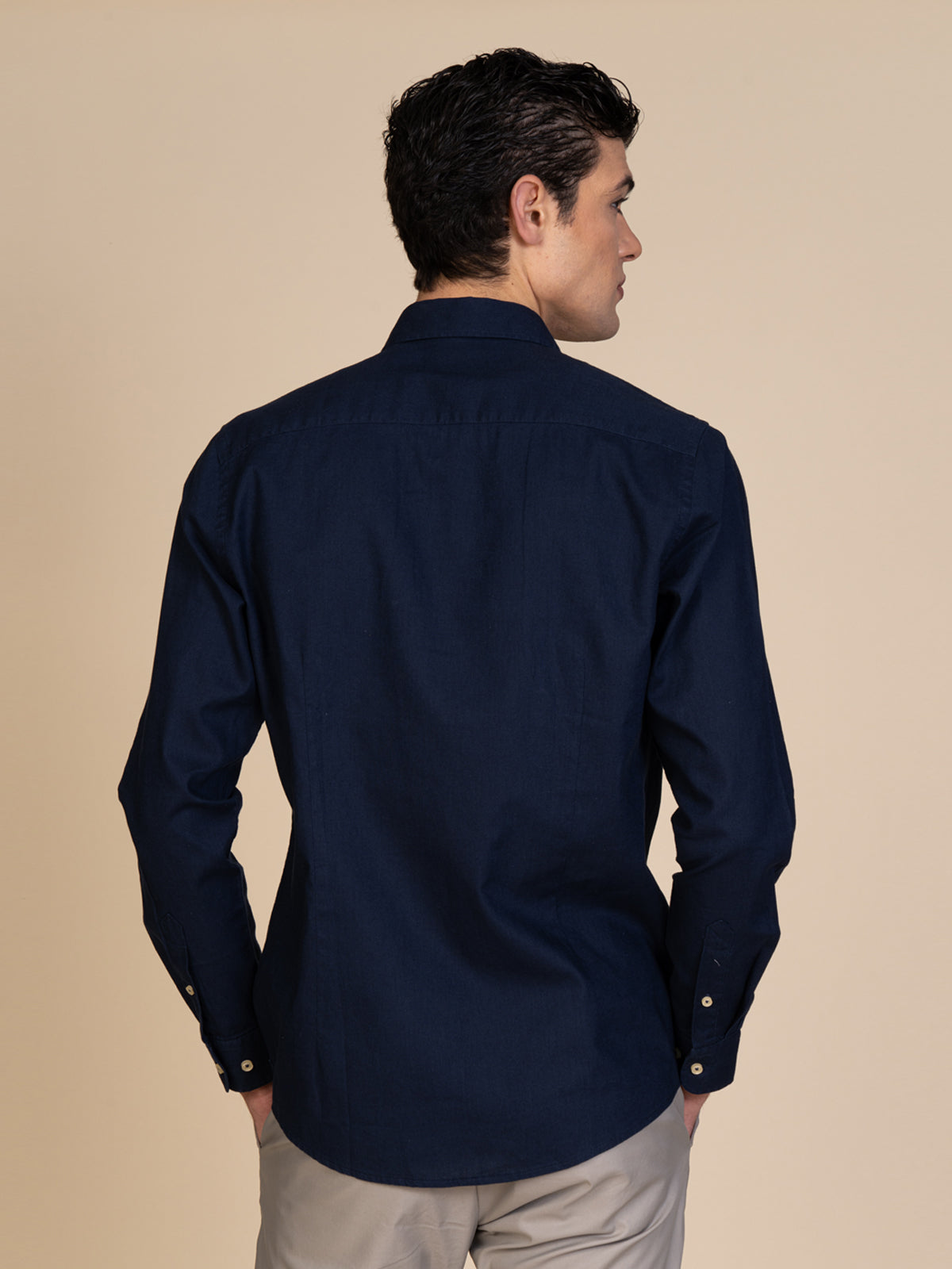 Camicia in lino collo francese|Colore:Blu