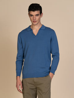 Maglia polo collo derby|Colore:Jeans