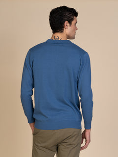 Maglia polo collo derby|Colore:Jeans