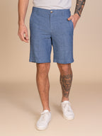 Bermuda in lino e cotone|Colore:Blu