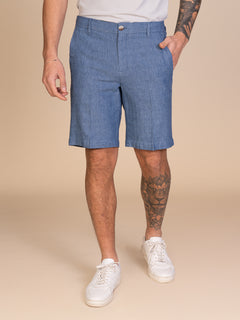 Bermuda in lino e cotone|Colore:Blu