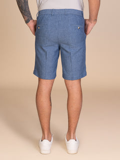 Bermuda in lino e cotone|Colore:Blu