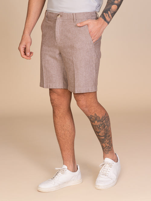 Bermuda in lino e cotone|Colore:Moro