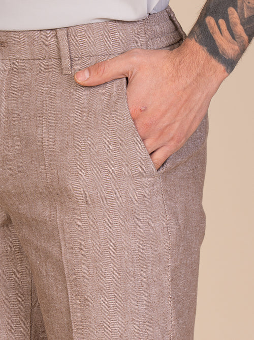 Bermuda in lino e cotone|Colore:Moro