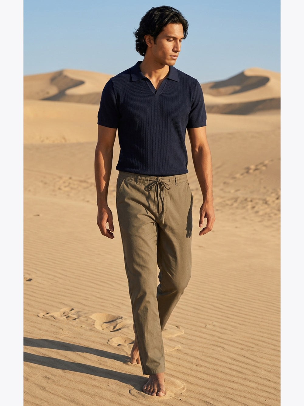 Pantaloni misto lino|Colore:Cacao