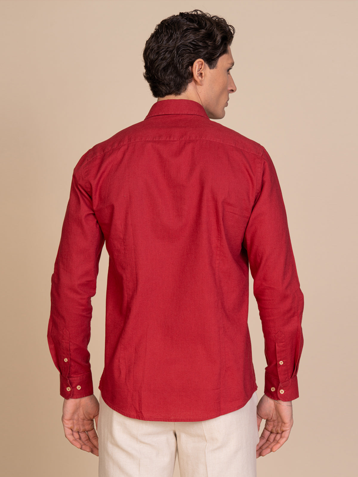 Camicia in lino collo francese|Colore:Ciliegia