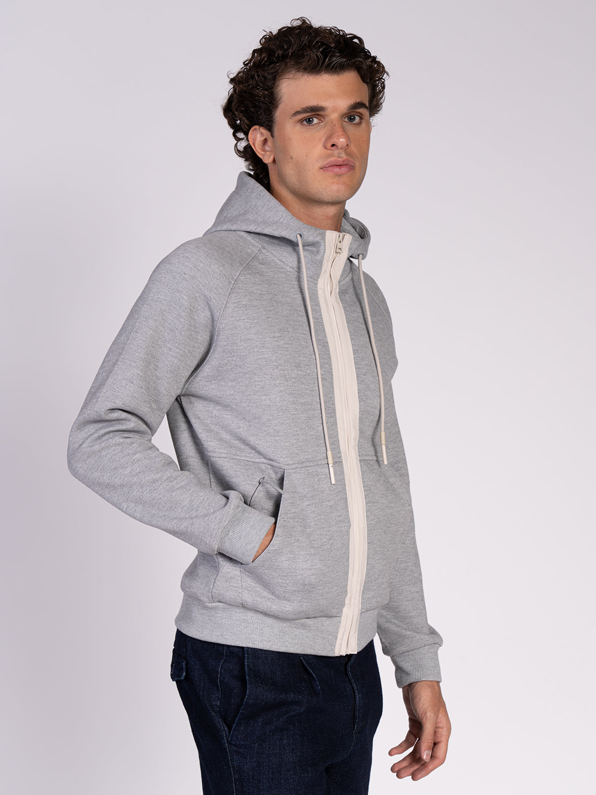 Felpa con zip|Colore:Grigio melange