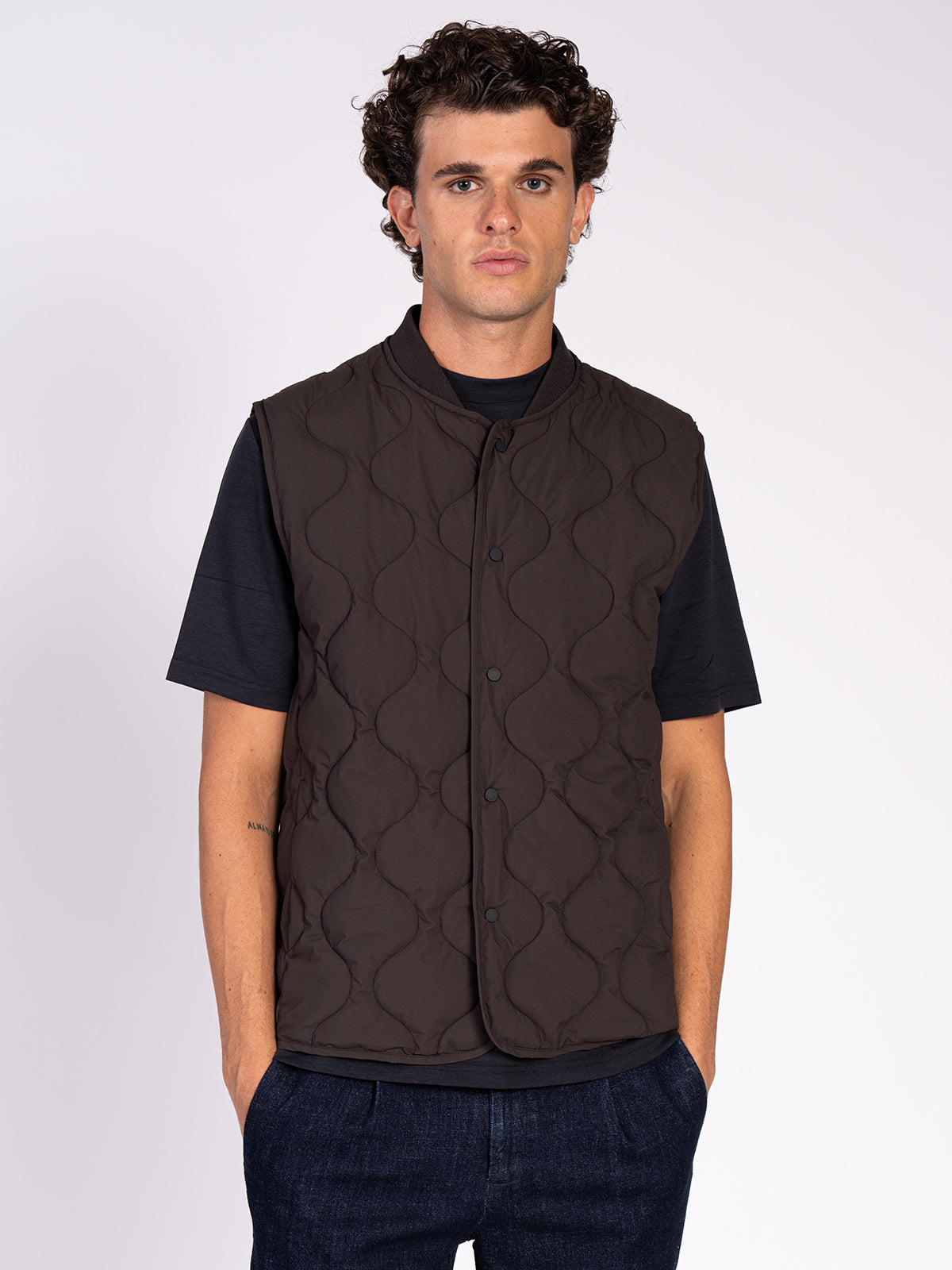 GILET TRAPUNTATO|Colore:Marrone