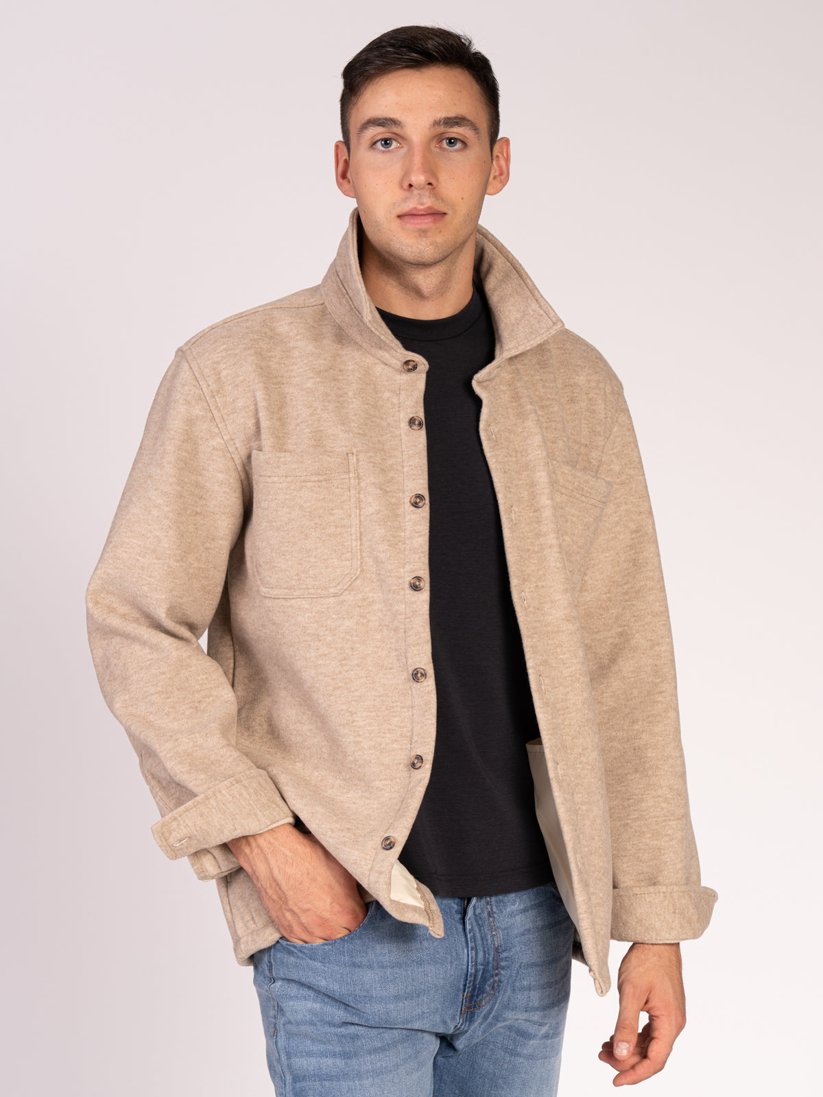 OVERSHIRT IN TESSUTO MORBIDO|Colore:Beige
