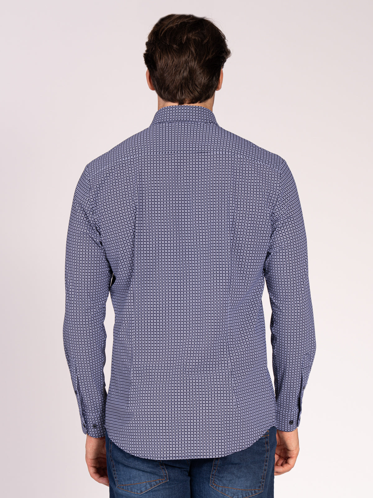 CAMICIA TESSUTO TECNICO FANTASIA|Colore:Navy