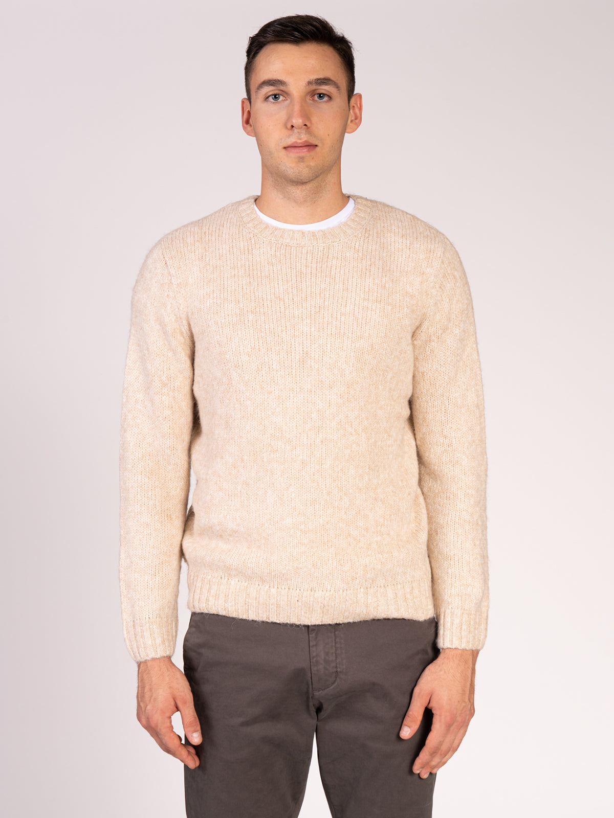 MAGLIA GIROCOLLO RASATA|Colore:Beige