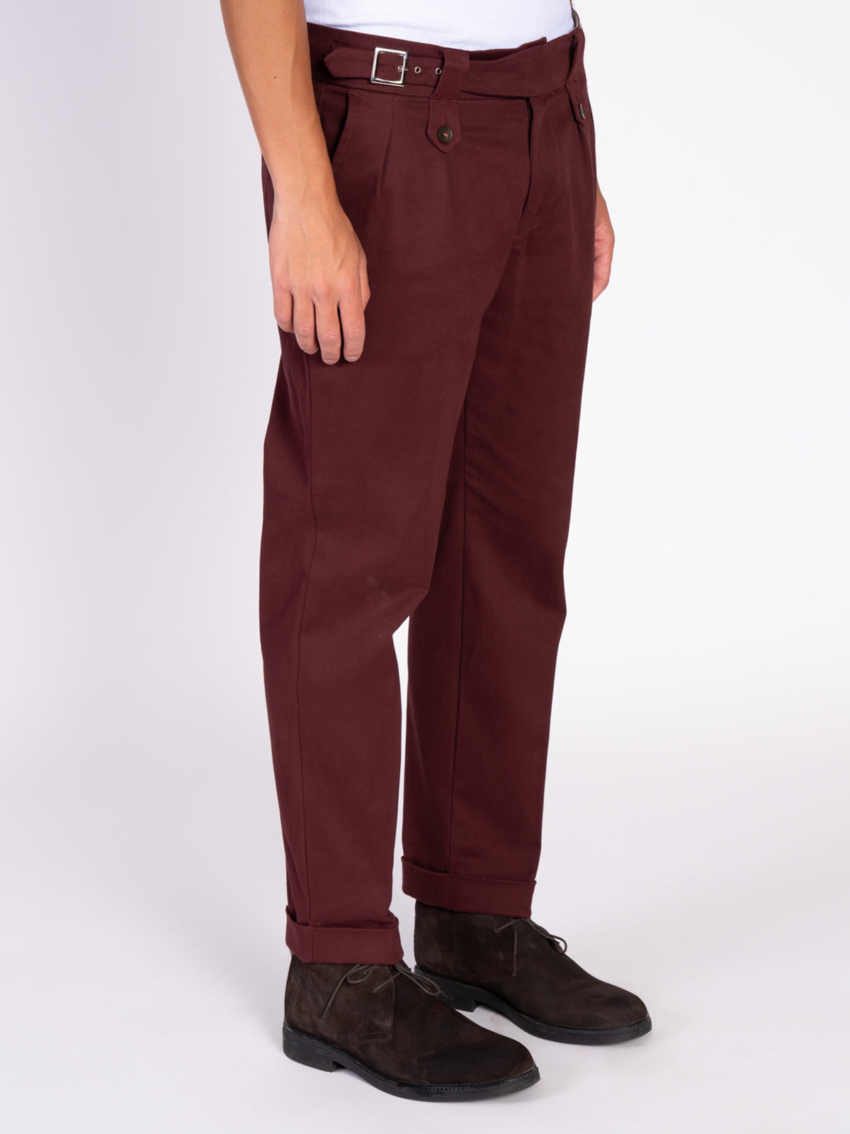 PANTALONE CON FIBBIA LATERALE|Colore:Wine