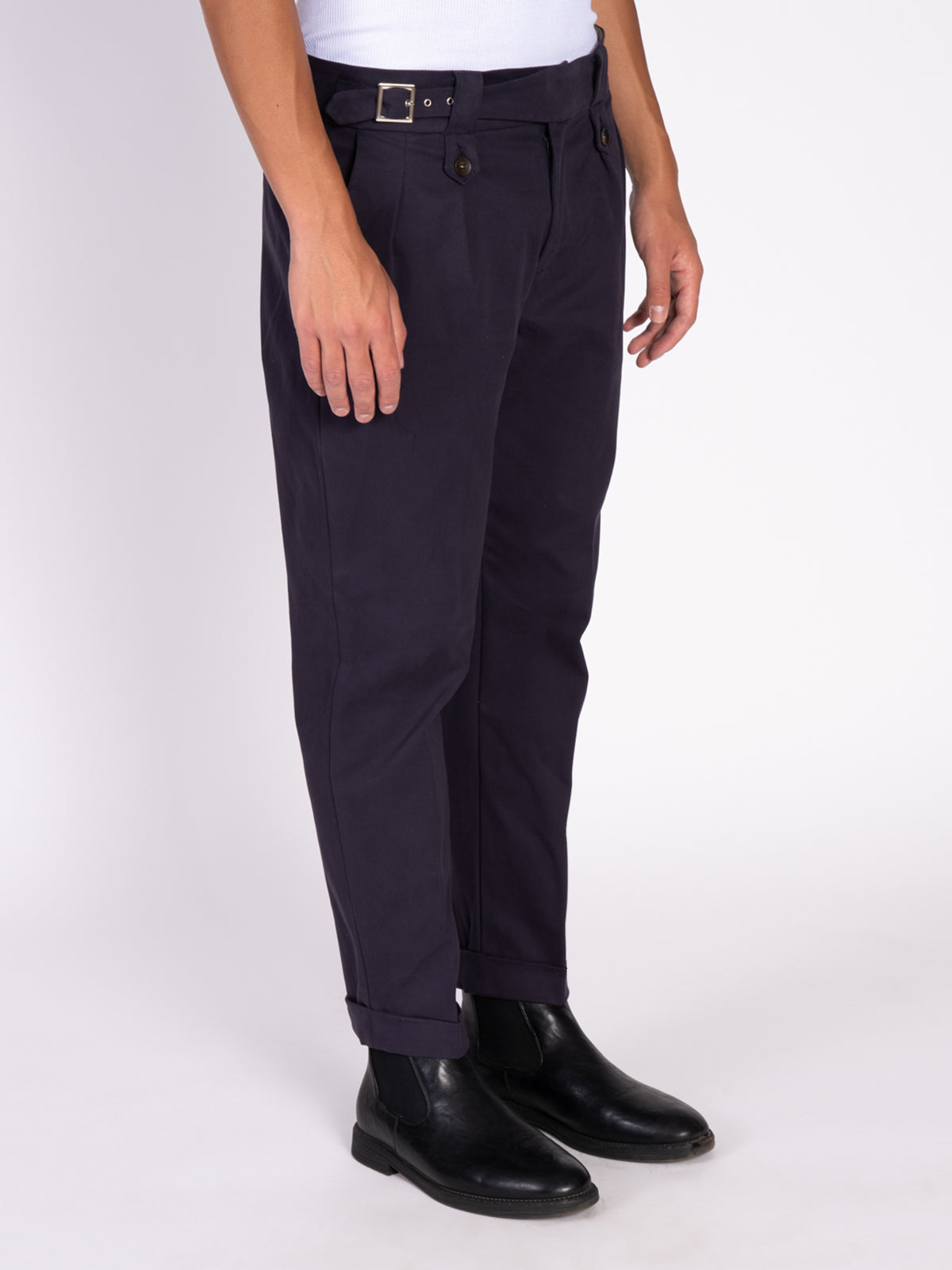 PANTALONE CON FIBBIA LATERALE|Colore:Blu dark