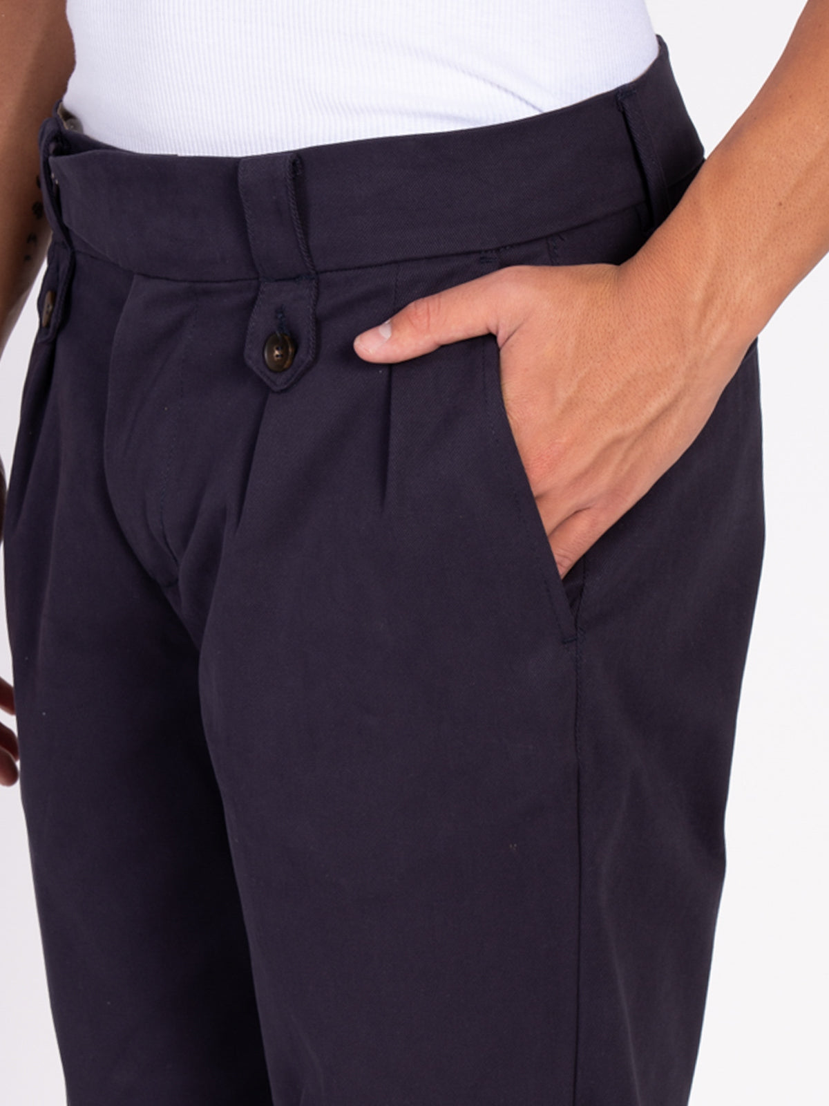 PANTALONE CON FIBBIA LATERALE|Colore:Blu dark
