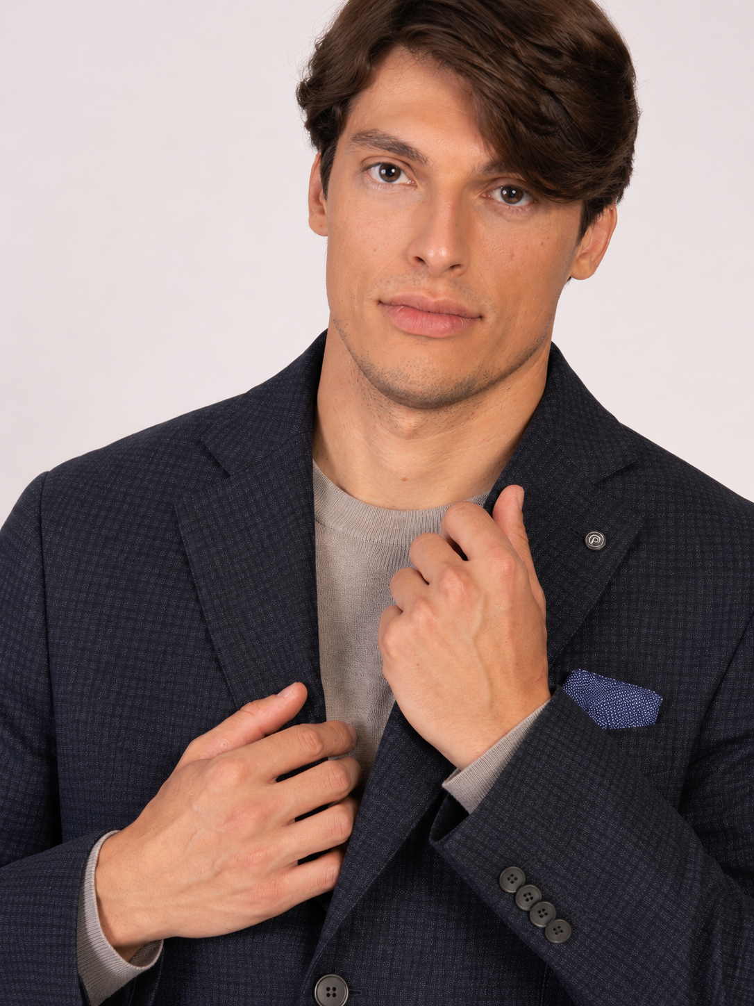 GIACCA A QUADRI|Colore:Blu