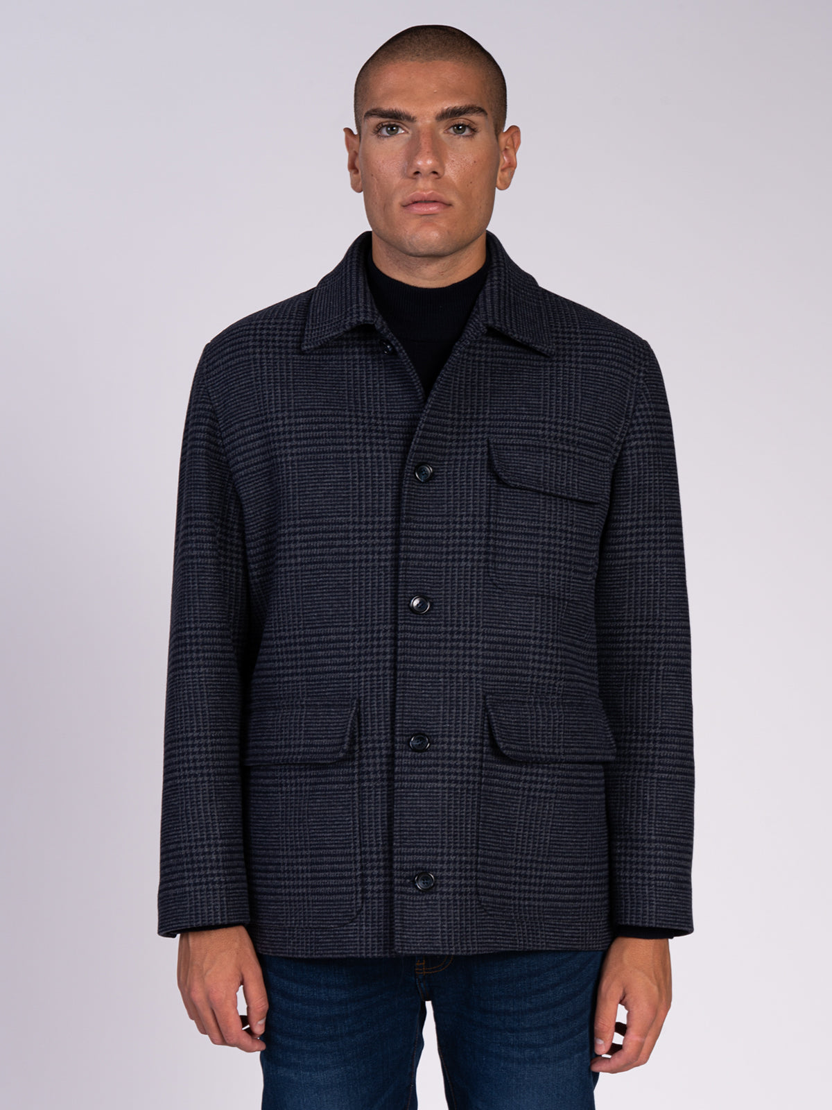 CAPPOTTO A QUADRI|Colore:Navy
