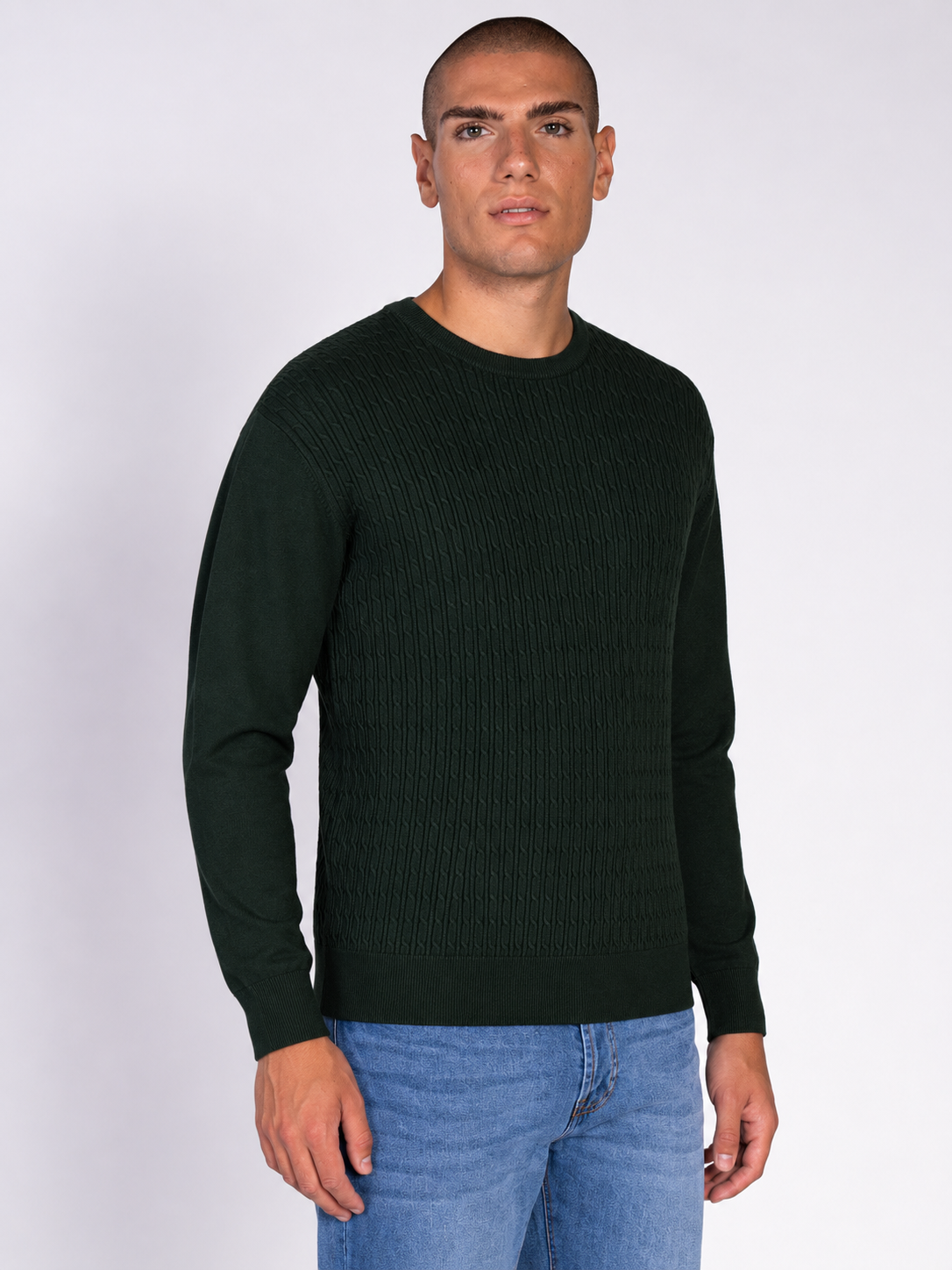 MAGLIA GIROCOLLO JACQUARD|Colore:Verde militare