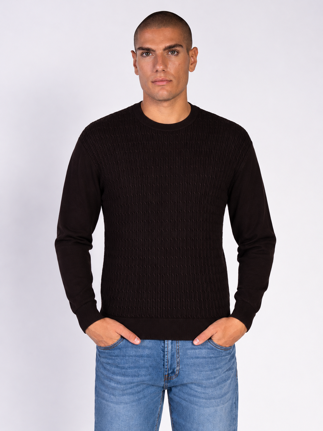 MAGLIA GIROCOLLO JACQUARD|Colore:Caffe'
