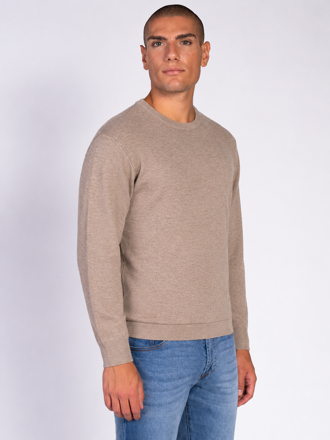 MAGLIA GIROCOLLO JACQUARD|Colore:Beige