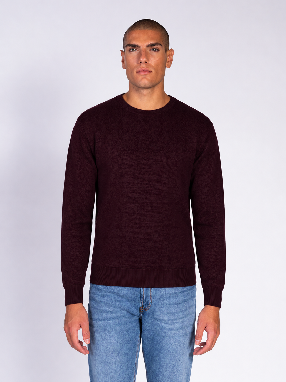 MAGLIA GIROCOLLO JACQUARD|Colore:Bordeaux