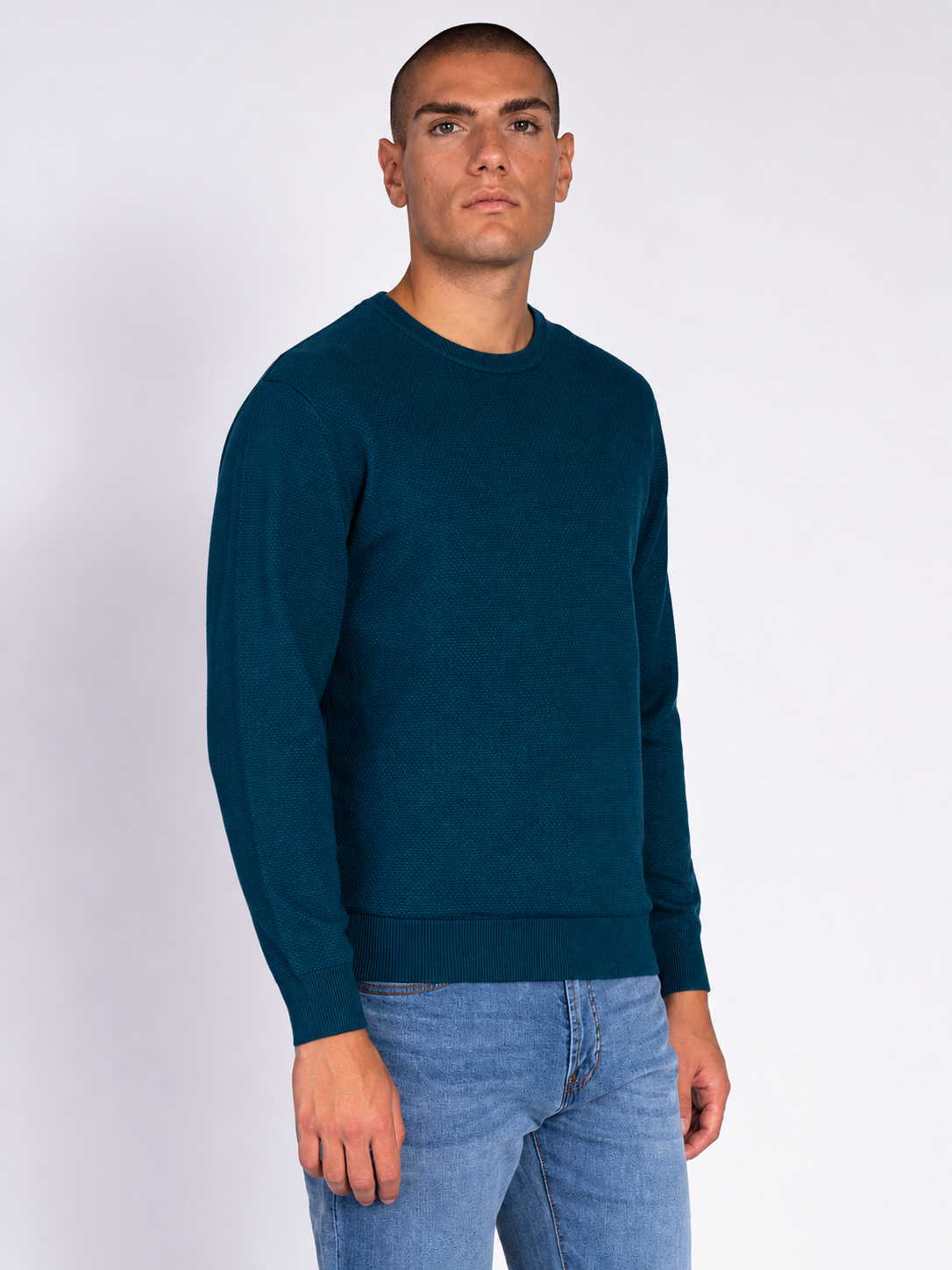 MAGLIA GIROCOLLO JACQUARD|Colore:Petrolio