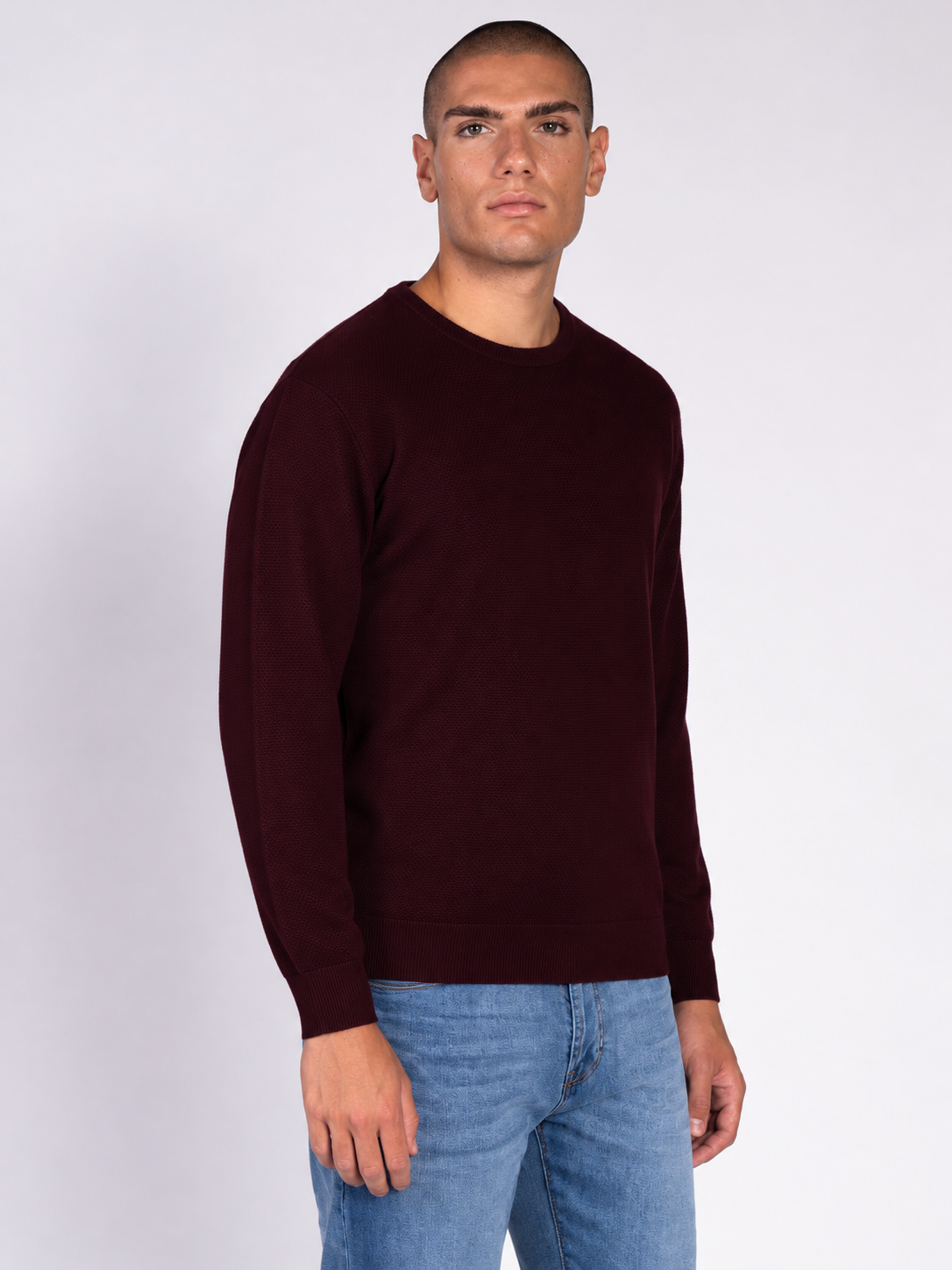 MAGLIA GIROCOLLO JACQUARD|Colore:Bordeaux