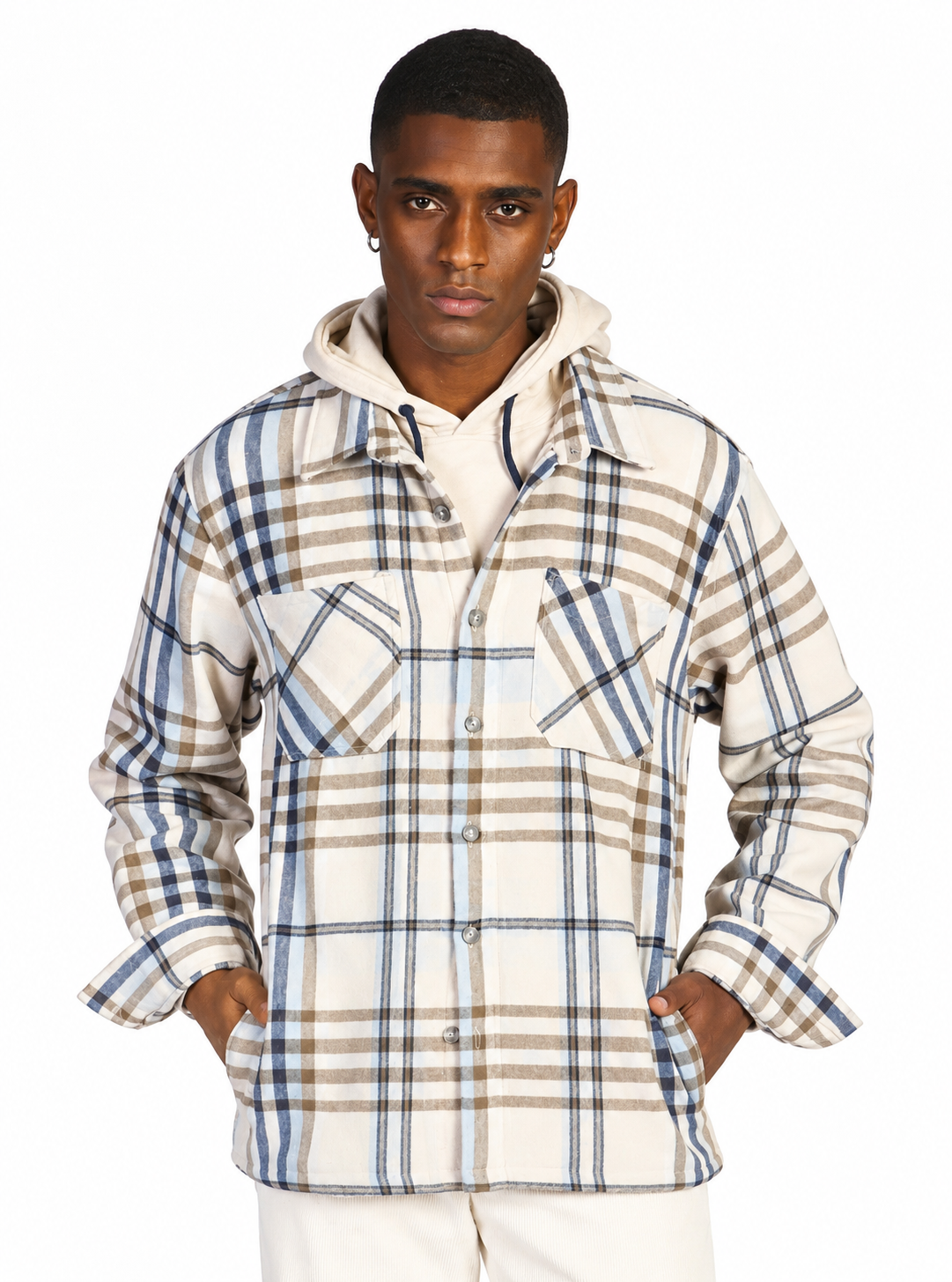 OVERSHIRT A QUADRI|Colore:Beige