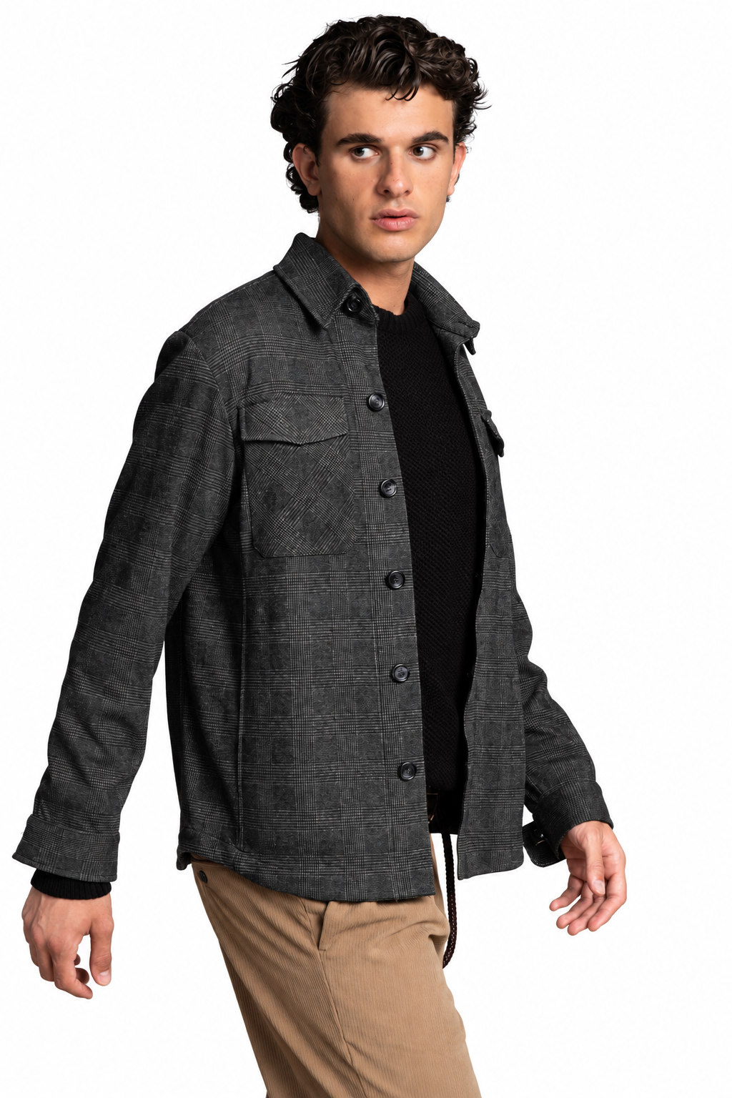 OVERSHIRT A QUADRI|Colore:Verde militare
