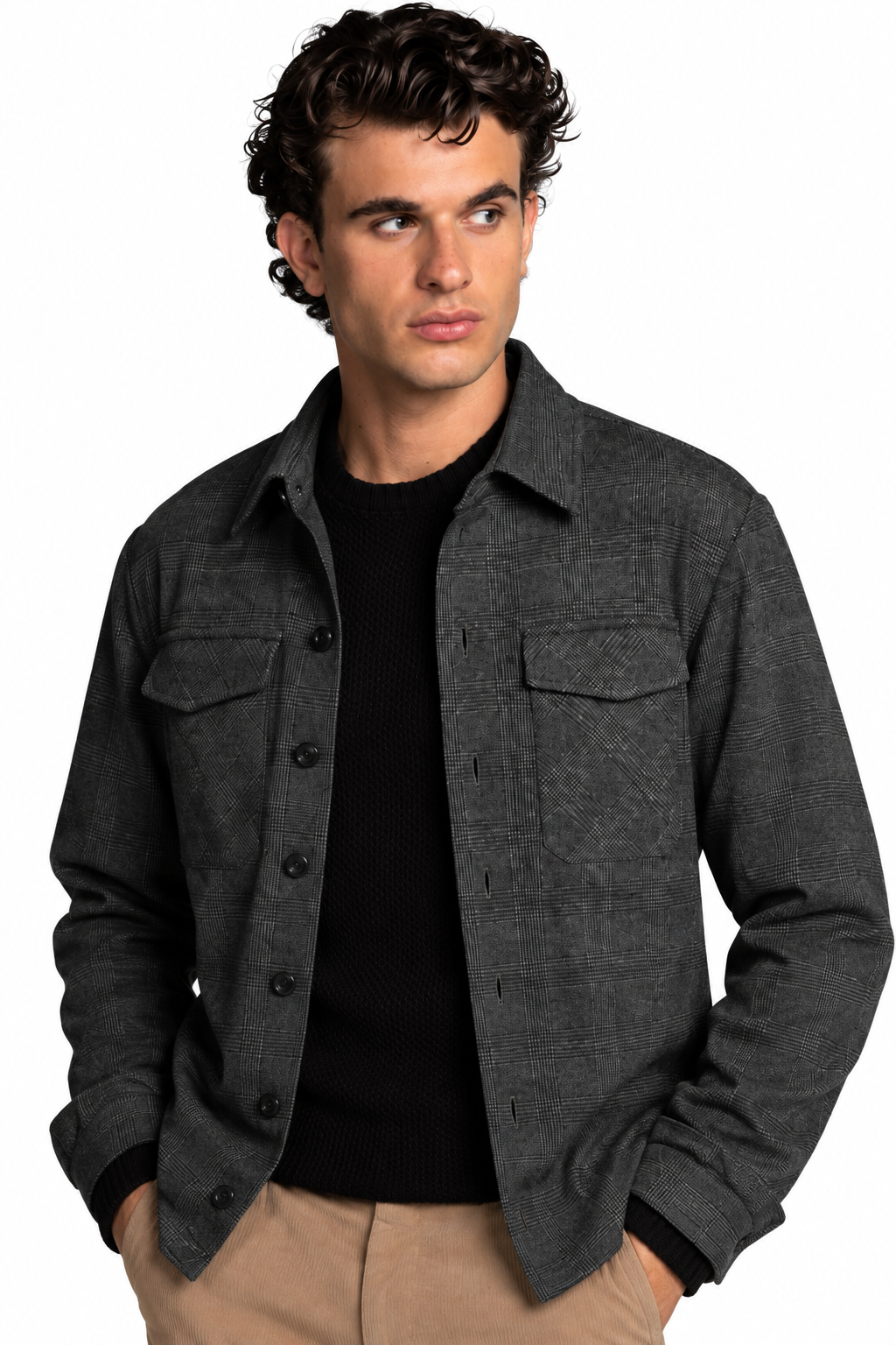 OVERSHIRT A QUADRI|Colore:Verde militare