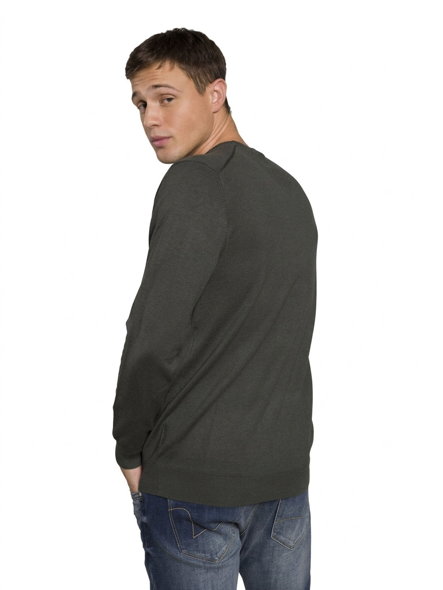 MAGLIA GIROCOLLO RASATA|Colore:Verde militare