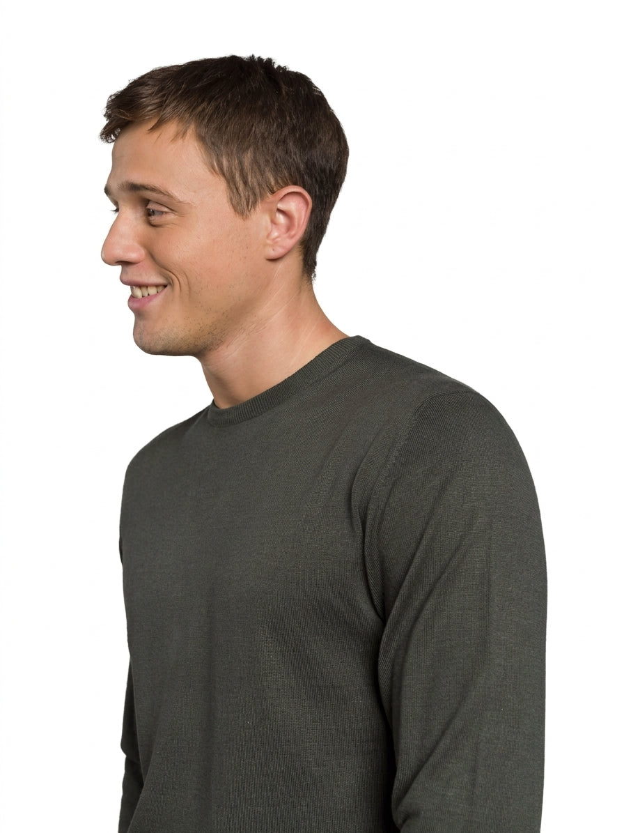 MAGLIA GIROCOLLO RASATA|Colore:Verde militare