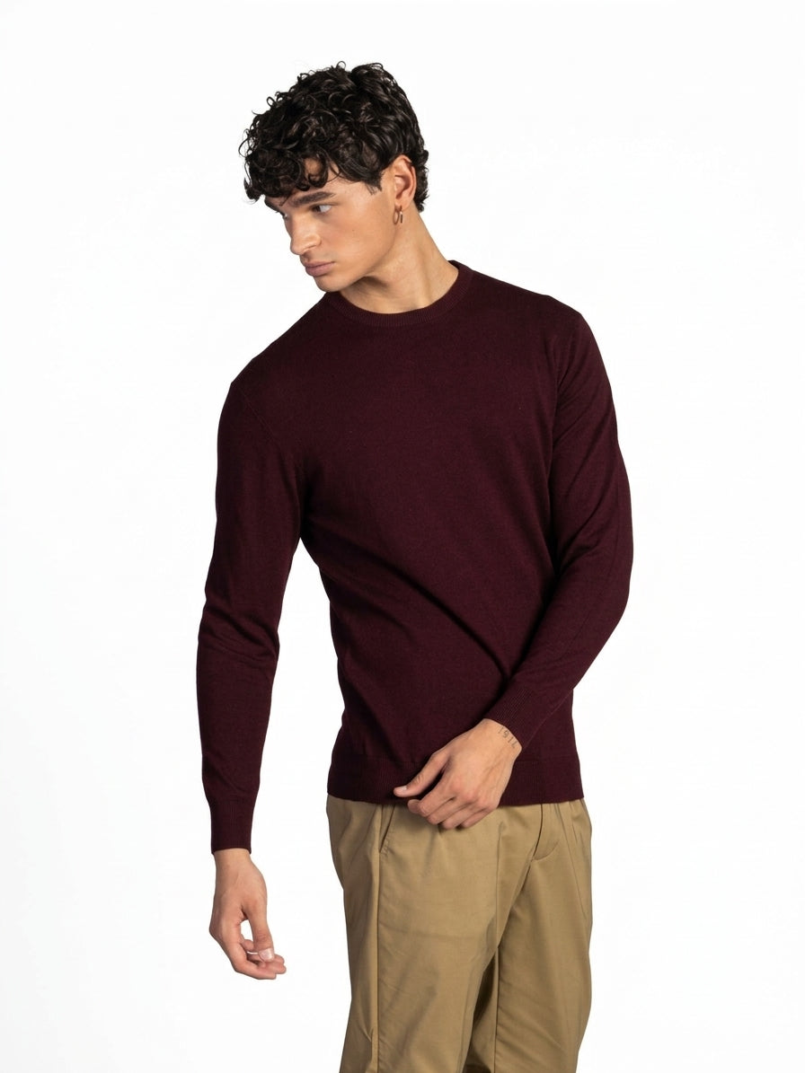 MAGLIA GIROCOLLO RASATA|Colore:Bordeaux