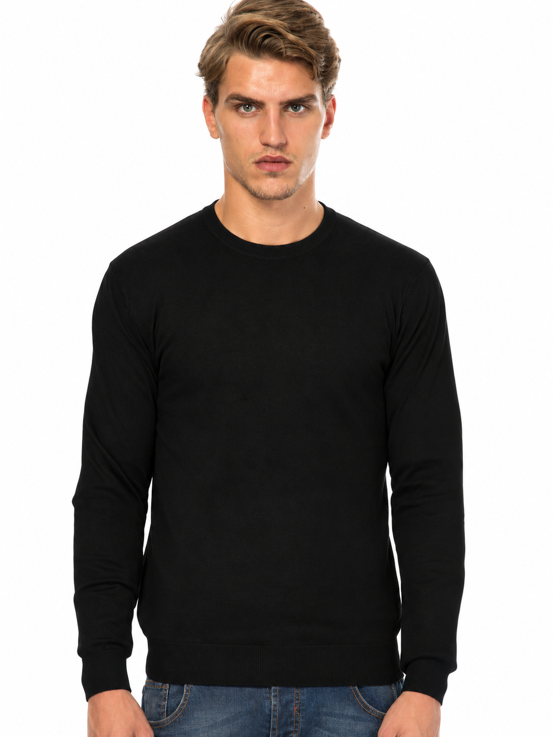 MAGLIA GIROCOLLO RASATA|Colore:Nero