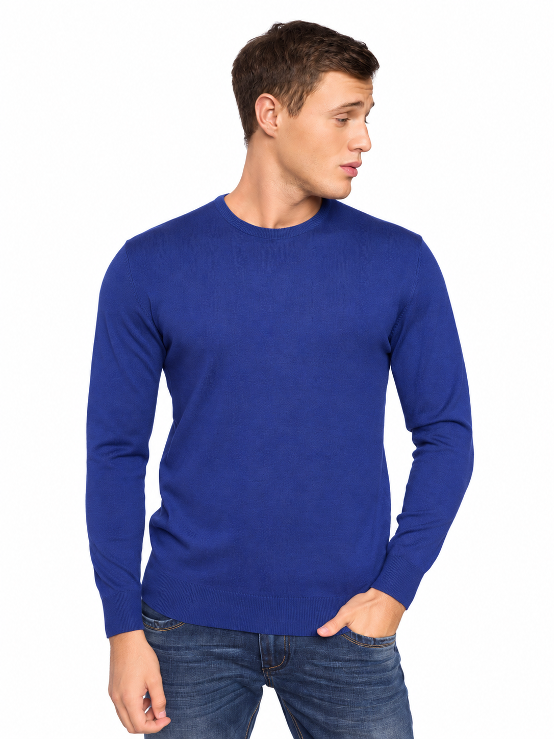 MAGLIA GIROCOLLO RASATA|Colore:Indaco