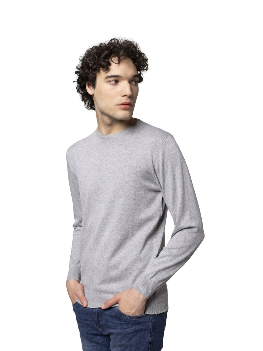 MAGLIA GIROCOLLO RASATA|Colore:Grigio chiaro