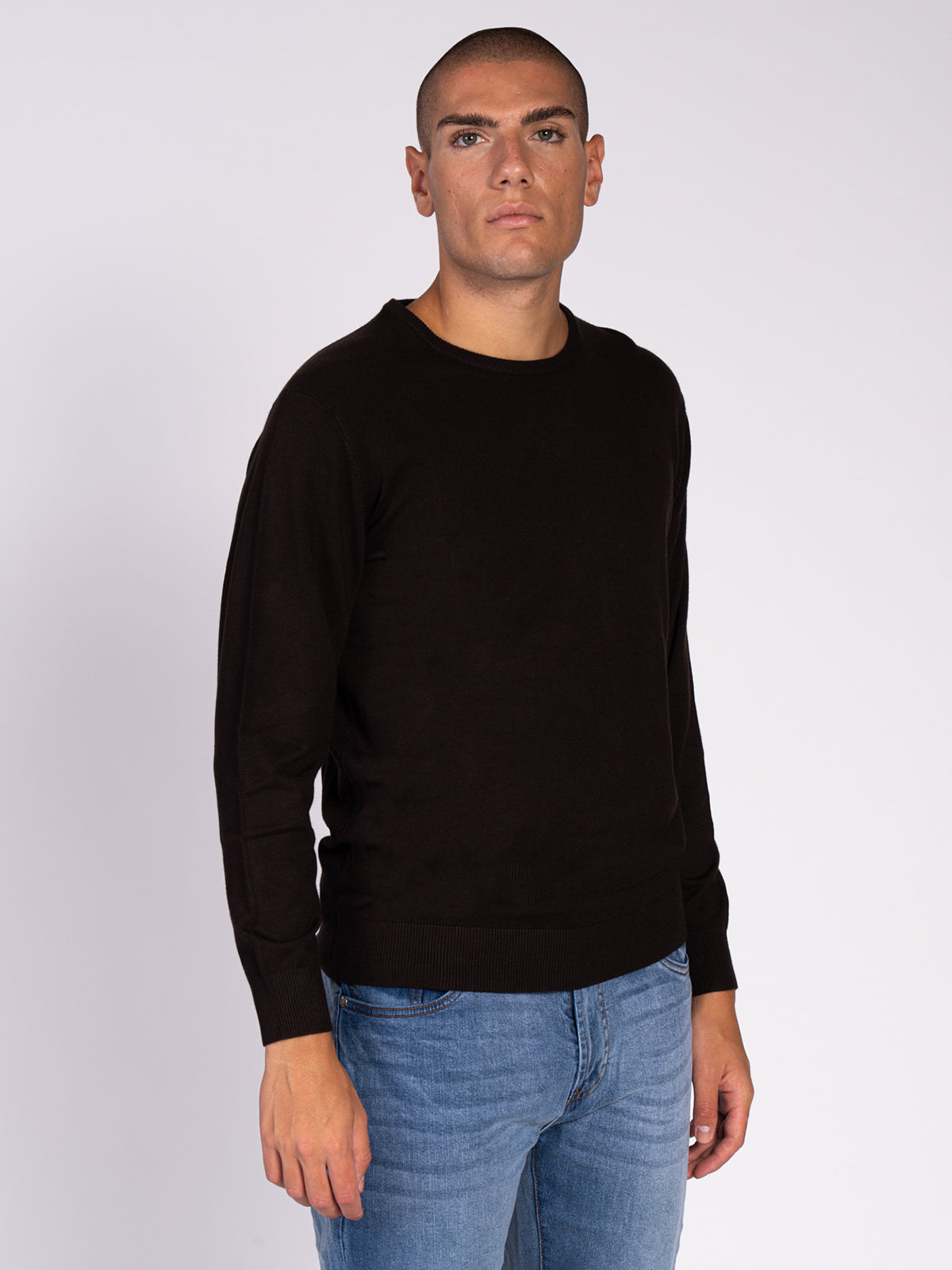 MAGLIA GIROCOLLO RASATA|Colore:Caffe'