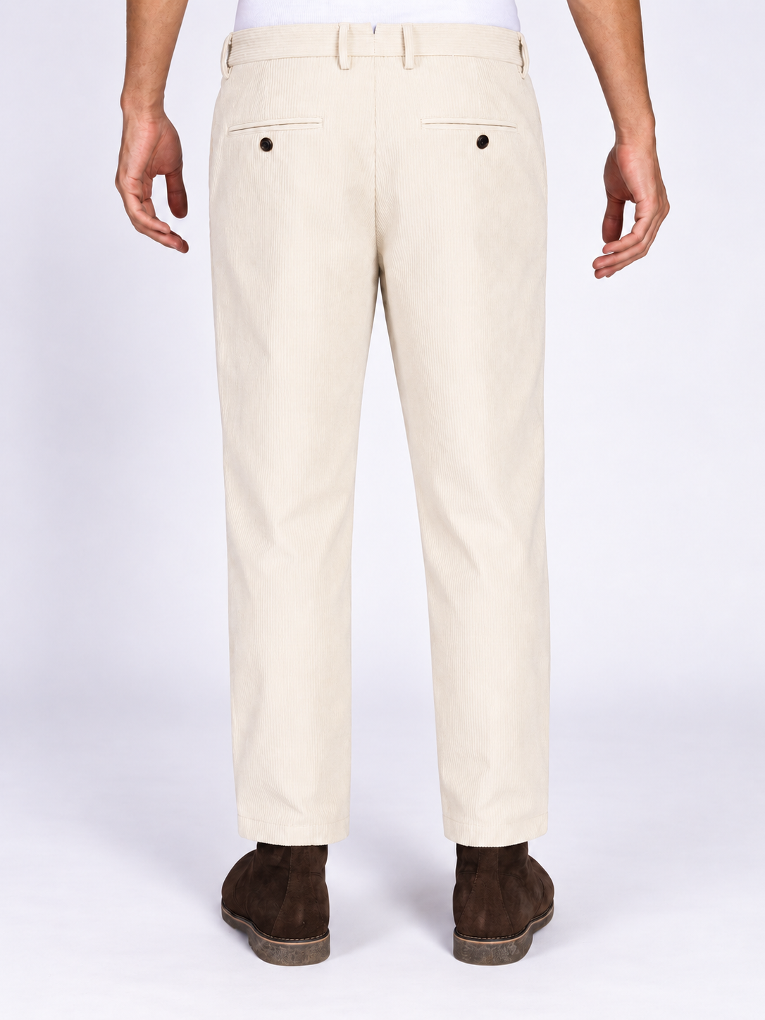PANTALONE IN VELLUTO A COSTE|Colore:Crema