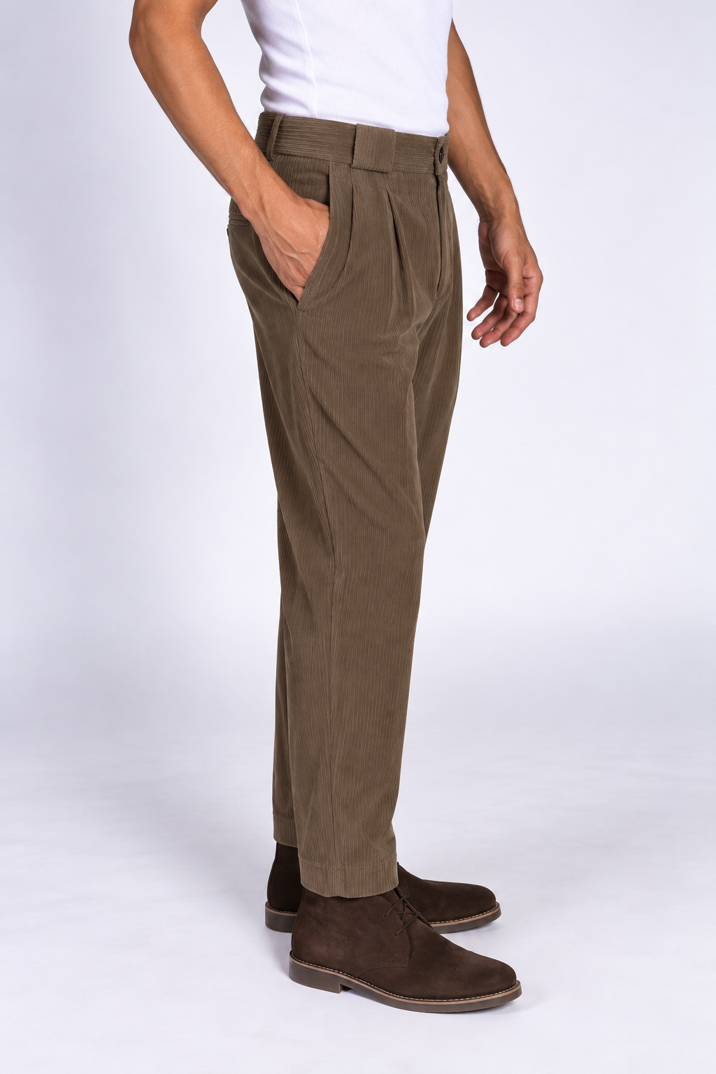 PANTALONE IN VELLUTO A COSTE|Colore:Marrone