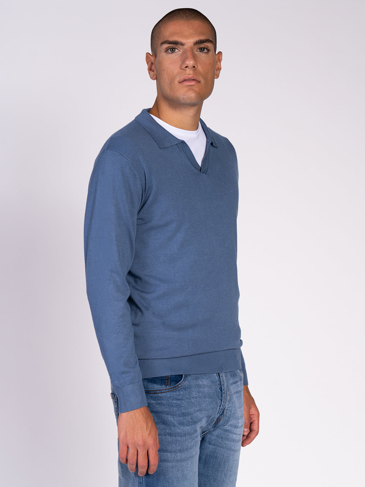 MAGLIA CON COLLETTO POLO|Colore:Cielo