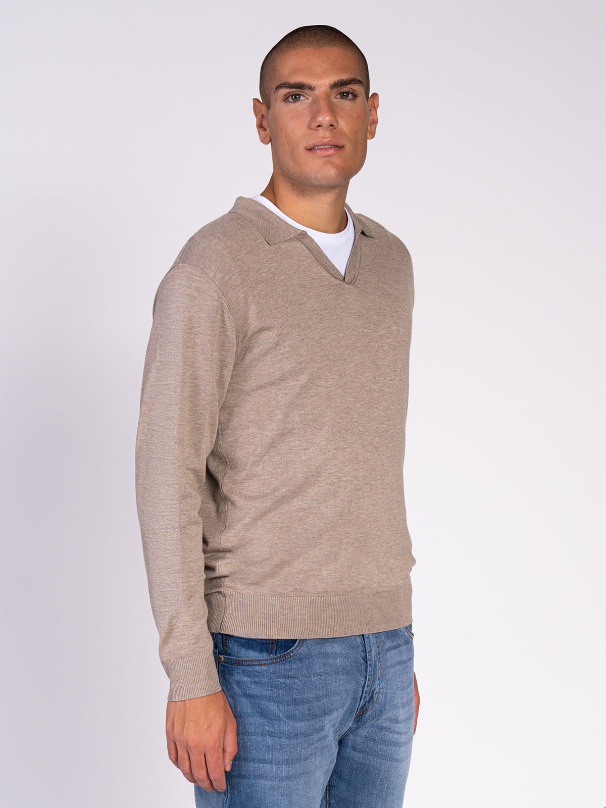 MAGLIA CON COLLETTO POLO|Colore:Beige