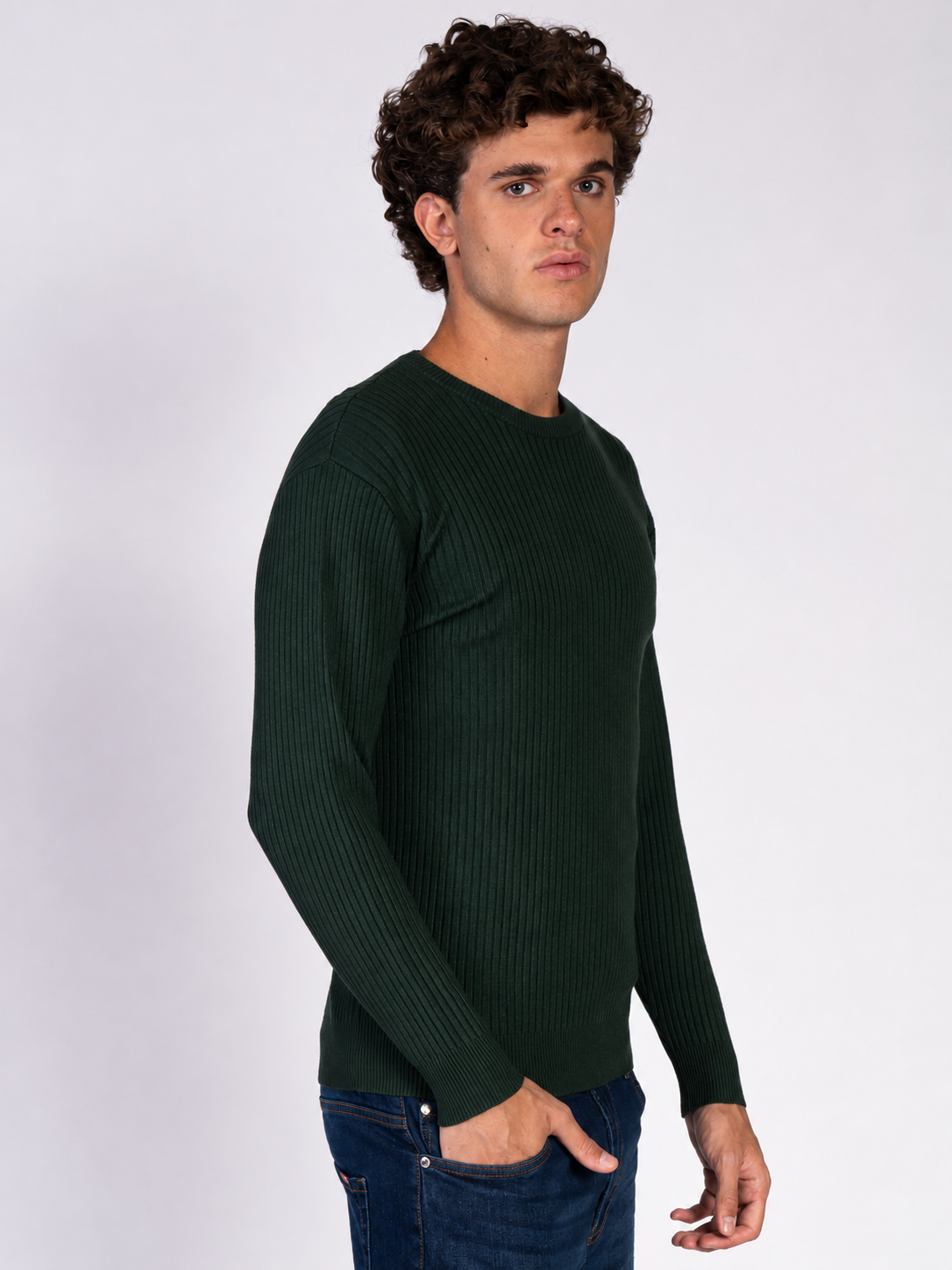 MAGLIA GIROCOLLO A COSTE|Colore:Verde militare